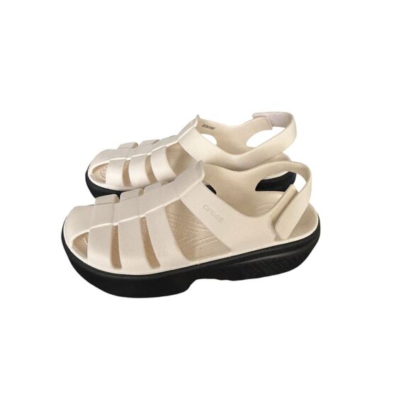 NWOB Croc Stomp Platform Fisherman Sandals Chalk White/Black Men8 Women 10 - Picture 9 of 16